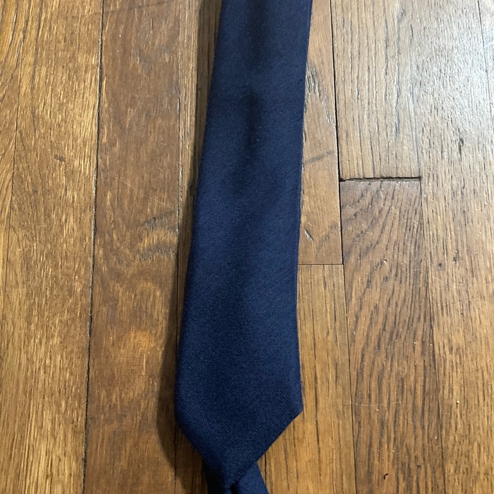 Navy Matte Blue Wool Silk Blend Classic Necktie